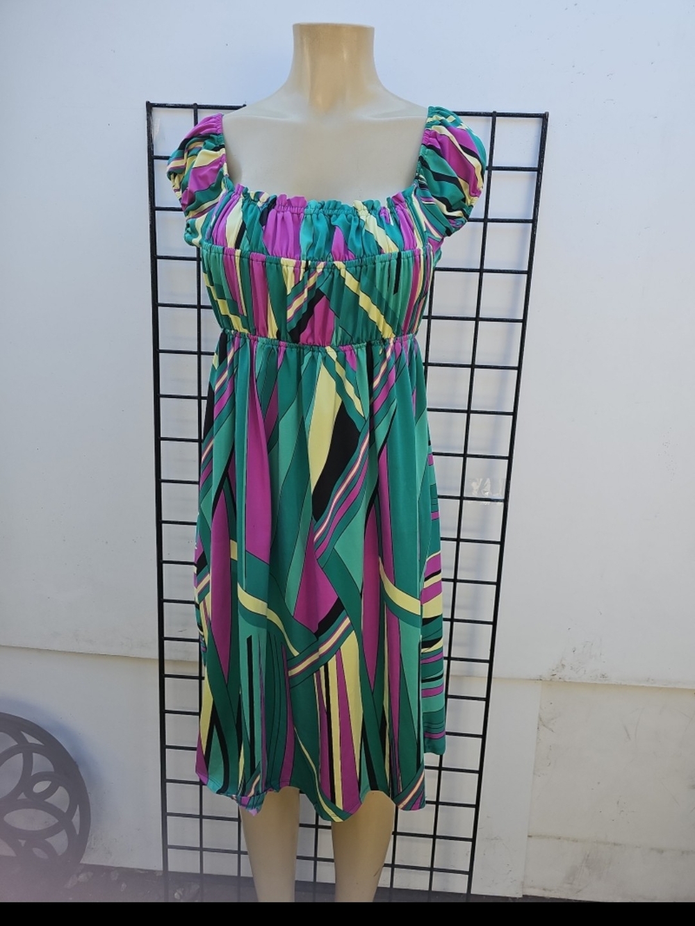 J.Elizabeth Teal, Pink & Yellow Striped Summer Dress